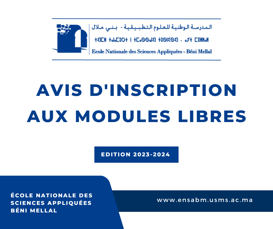 Read more about the article Avis d’inscription aux modules libres A.U 23-24