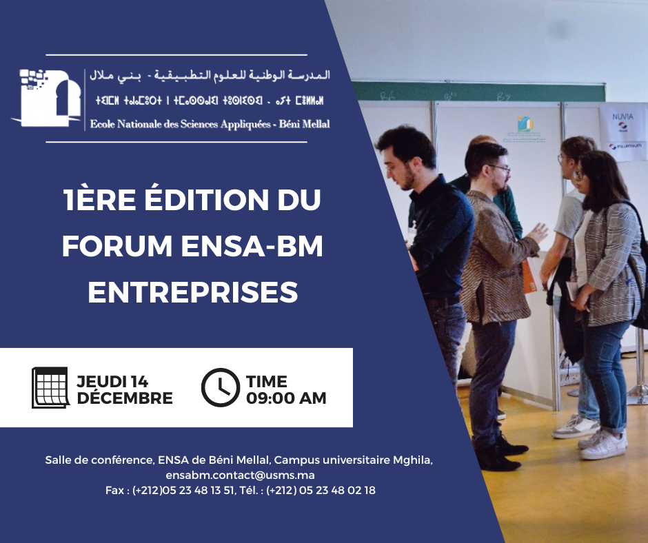 Read more about the article 1ère édition du forum ENSA-BM Entreprises